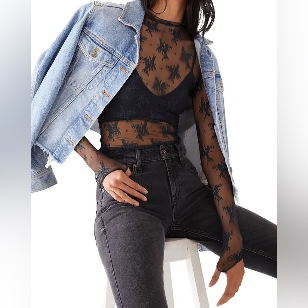 NWT Free People Lady Lux Lace Layering Top